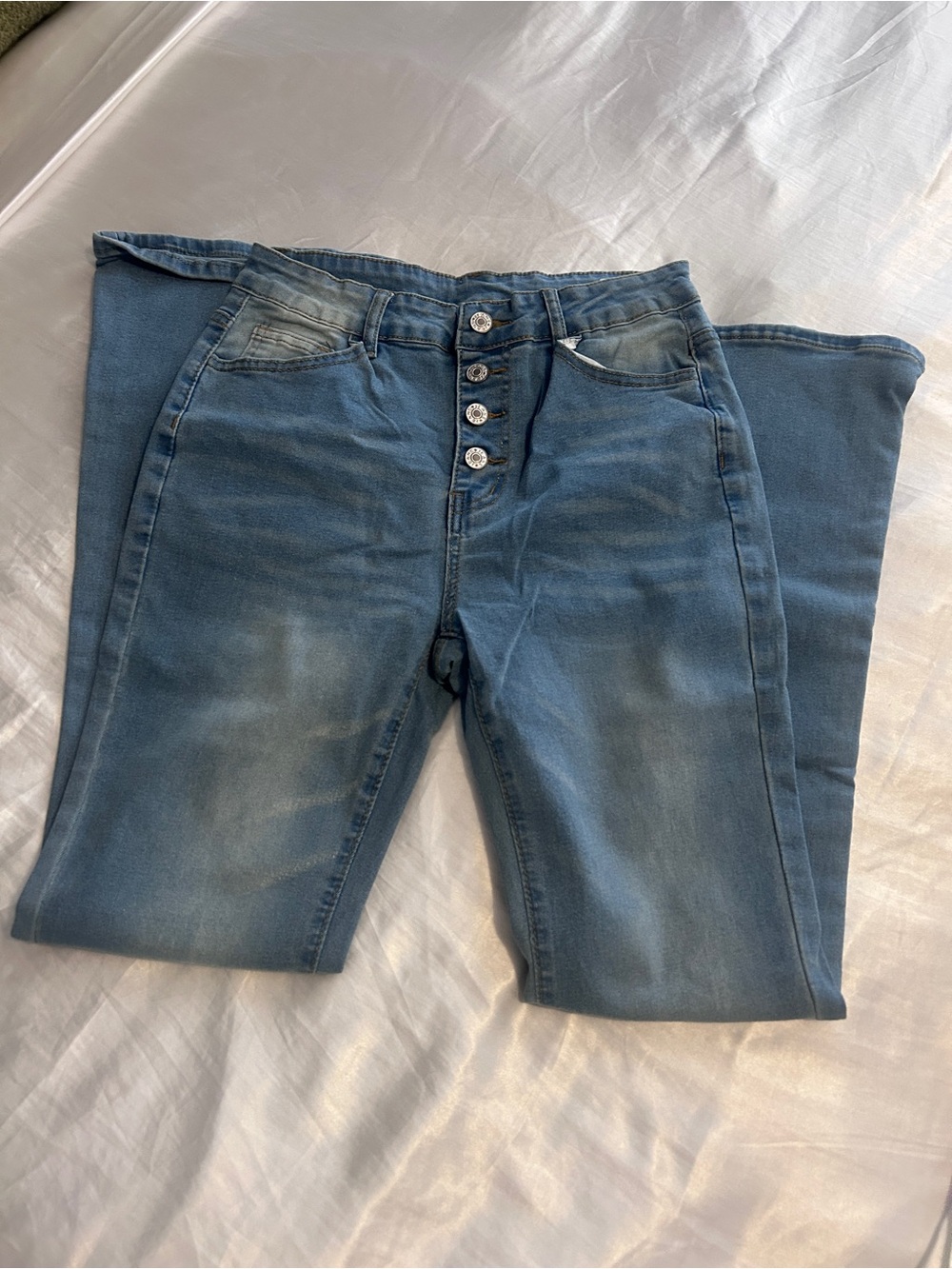 Women’s Blue High-Rise Button-Fly Jeans